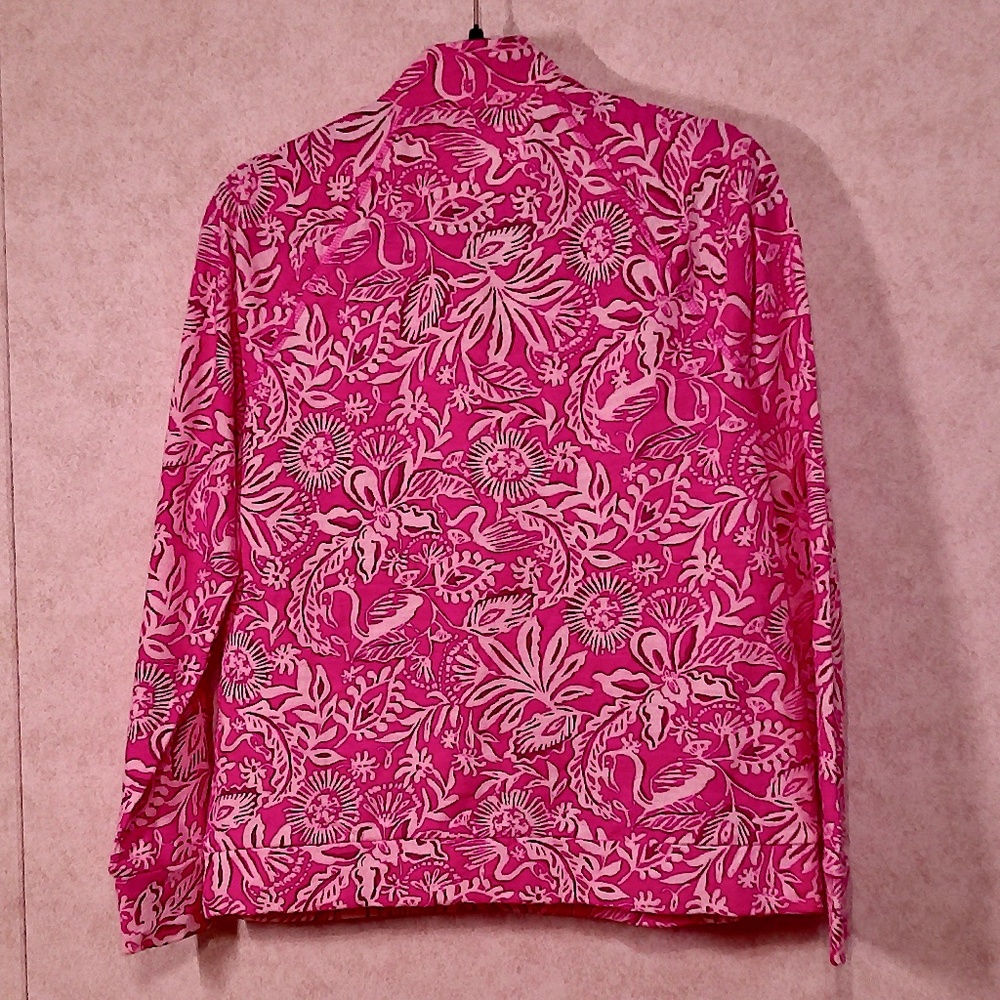 NWOT Lilly Pulitzer Ashley PopOver Half Zip Passion Pink Floral, Cotton Top SzM - Picture 4 of 9